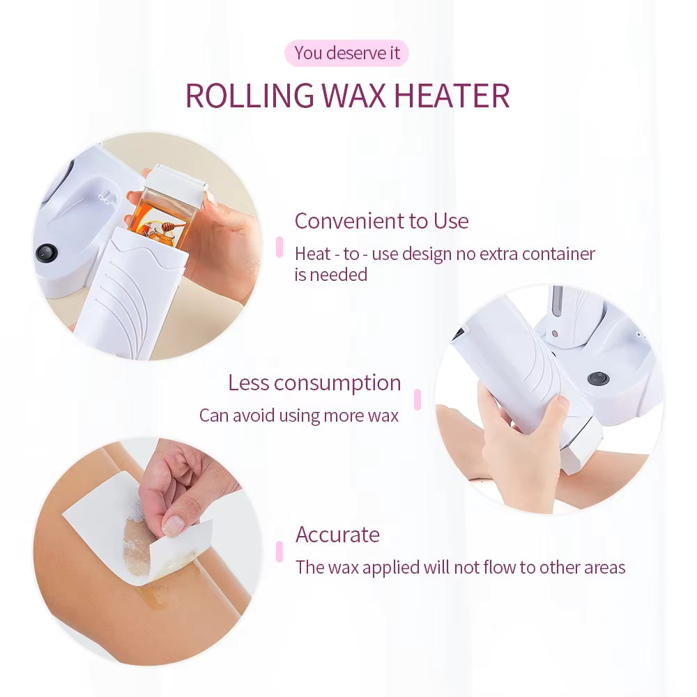 Dual-Base Electric Roll-On Wax Heater - Professional Double Depilatory Warmer Set