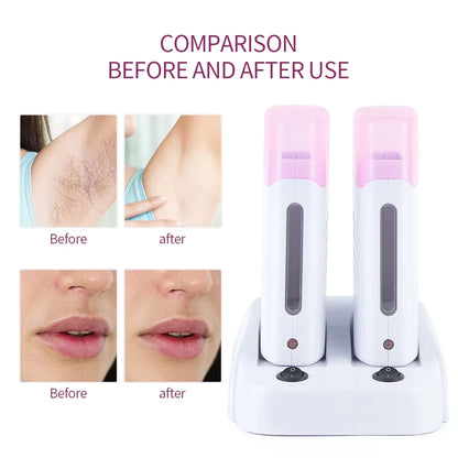 Dual-Base Electric Roll-On Wax Heater - Professional Double Depilatory Warmer Set