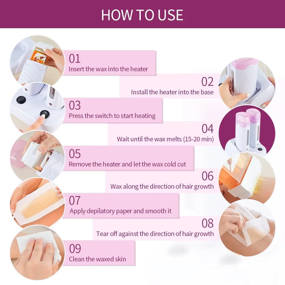 Dual-Base Electric Roll-On Wax Heater - Professional Double Depilatory Warmer Set