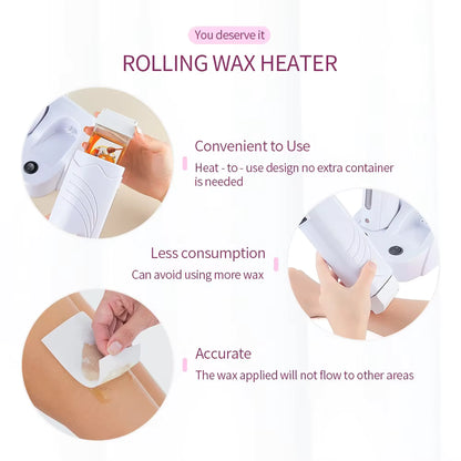 Dual-Base Electric Roll-On Wax Heater - Professional Double Depilatory Warmer Set